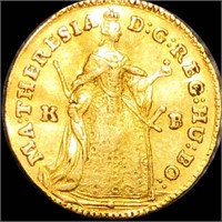 1742 Hungarian Gold Ducat AU+