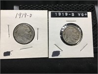 1919 D&S Buffalo Nickels