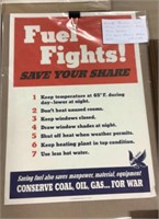 WWII poster "Fuel Fights: Save Your Share"