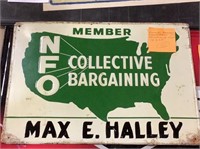 National Farmer's Organization Membership tin sign