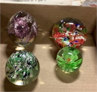 4 glass paper weights