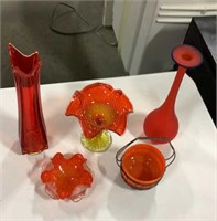 Collection of orange glassware