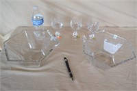 Lead Chrystal Bleikristall 6 sided Bowls, Glasses