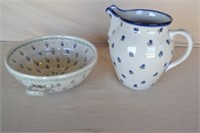 Polish Pottery - Pitcher and Colander