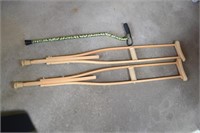 Wooden Crutches and Cane