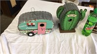 2 bird houses - camper and cactus