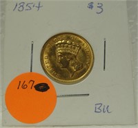 1854 BU LIBERTY 3$ GOLD COIN