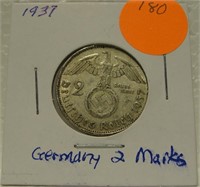 1937 GERMAN 2-MARKS COIN