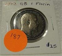 1902 GREAT BRITIAN 1 FLORIN COIN