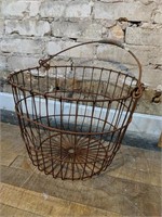 Rusty Androck Egg Basket 10.5" Tall 15" Wide