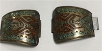 Sterling Silver Turquoise & Coral Belt Buckle