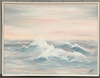 Artist Signed Oil On Canvas Ocean Scene