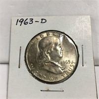1963 D Silver Ben Franklin Half Dollar