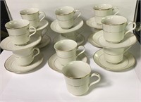 Golden Ivory 12 Cups, 11 Saucers