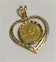 14k Gold Pendant, Chinese 1986 5 Juan Gold Coin