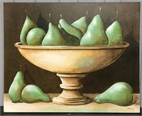 Signed Benedig Oil On Canvas Still Life Of Pears