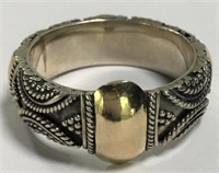 Sterling Silver Ring W/ 18k Gold Inlay