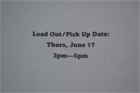 Load Out/Pick-up Thurs, June 17th 3:00pm to 5:00