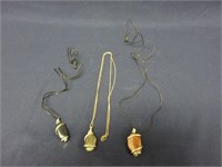 Lot of 3 Wire Wrapped Stone Necklace Silver