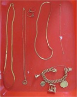 14k gold - 3 necklaces, 2 bracelets, 2 rings