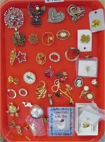 45 costume jewelry pins / brooches