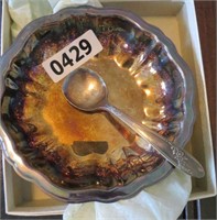 oneida quadruple plate bowl & spoon 5.5" round
