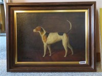 framed/signed oil on canvas-sporting dog
