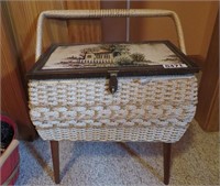 singer sewing basket w/legs & contents