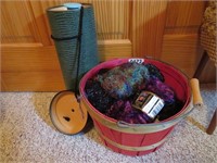 basket of yarn & knitting needles