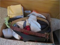 box of belts, socks, hankerchiefs