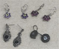 4 Pair of sterling silver earrings