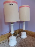 pair of milk glass bedroom lamps