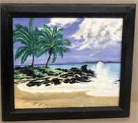W. Perkins tropical seascape acrylic painting