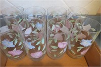 8 blue/pink floral glasses