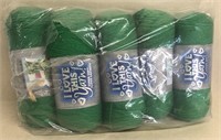 Five pack of brand new green knitting yarn
