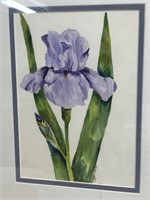Painting of Iris signed Suzanne Cox 94 18"x15"
