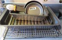 baking pans, cooling racks, mini fry pans