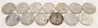 13x 1960's Franklin Silver Half Dollars