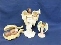 Lot of 3 African American Angel Statues