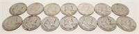 14x 1950's-60's Franklin Silver Half Dollars