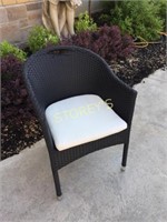 Black Whicker Patio Chair w/ Cushion