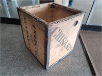 Vintage Wood Chisambo Crate w/ Metal Trim