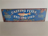 "Casting Flies, Telling Lies" Metal Fishing Sign