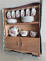 Vintage 20 pc Small China Set w/ Wood Shelf
