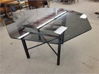 Tinted Black Glass Table w/ Metal Base