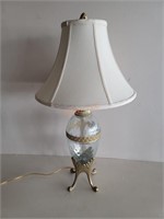 Ornate Metal & Glass Table Lamp w/ feet