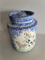 Americana Folk Art Porcelain Cookie Jar