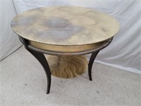 Art Deco Steel and Brass Veneer 2-Tier Side Table