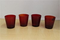 SELECTION OF RED PATTERNED JUICE GLASSES