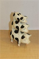 CAST IRON OF STACKED PIGS FIGURINE